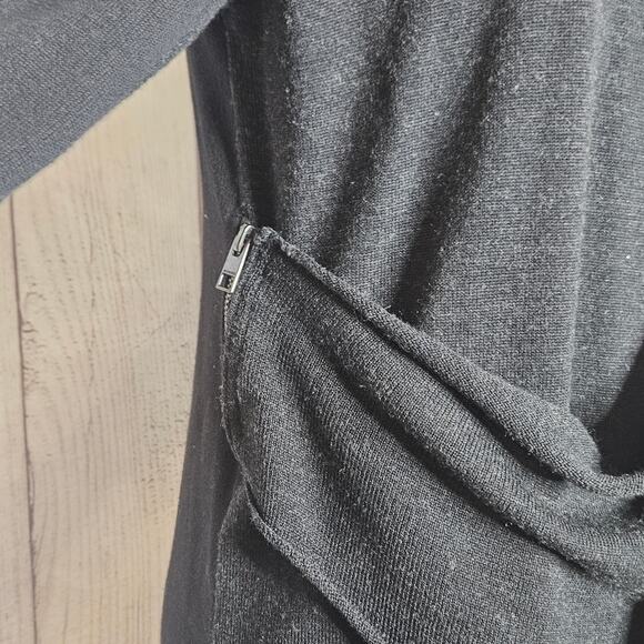 All Saints Drina Draped Assymetrical Mini Black Merino Wool Dress, sz US 8/UK 12 - Picture 2 of 8